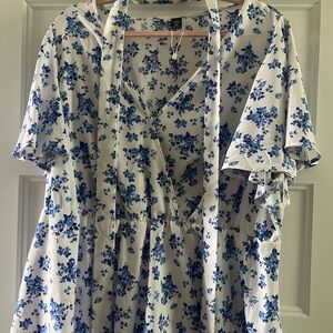 Floral Blue and White Dress